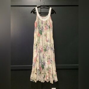Soft Surroundings Pastel Floral Print Layered chiffon cottagecore maxi dress
